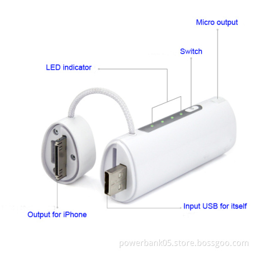 2600mAh Mini USB Portable Battery Mobile Power Bank for iPhone